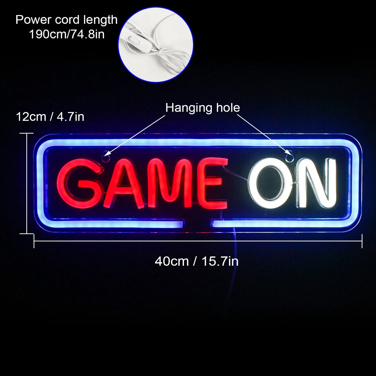 Game On 5V USB LED neon sign – game on, 5w