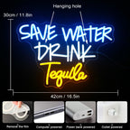Enseigne néon LED USB 5 V Save Water Drink Tequila