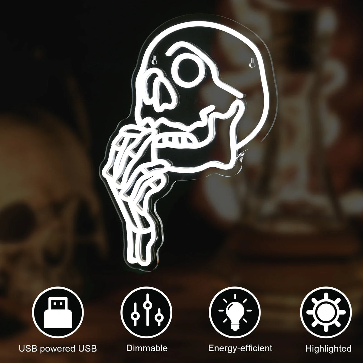 Skull 5V USB LED neon sign