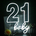 21 Baby Happy Birthday 5V USB LED neon sign – white