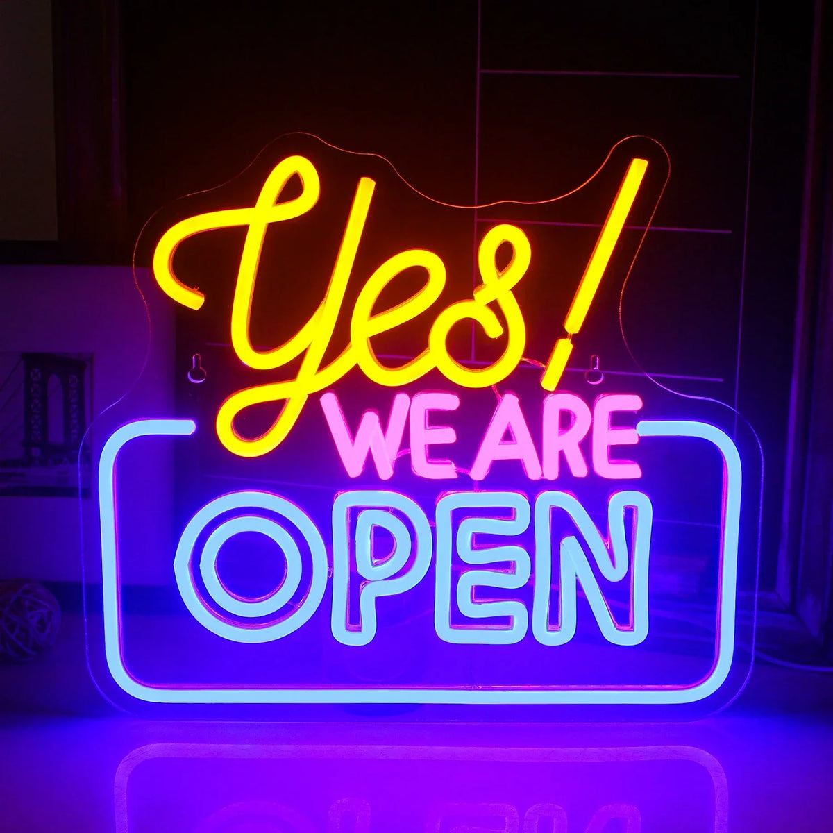 Enseigne néon LED USB 5 V Open Welcome — 34,5 × 30 cm