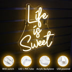 Enseigne néon LED USB 5 V Life is Sweet