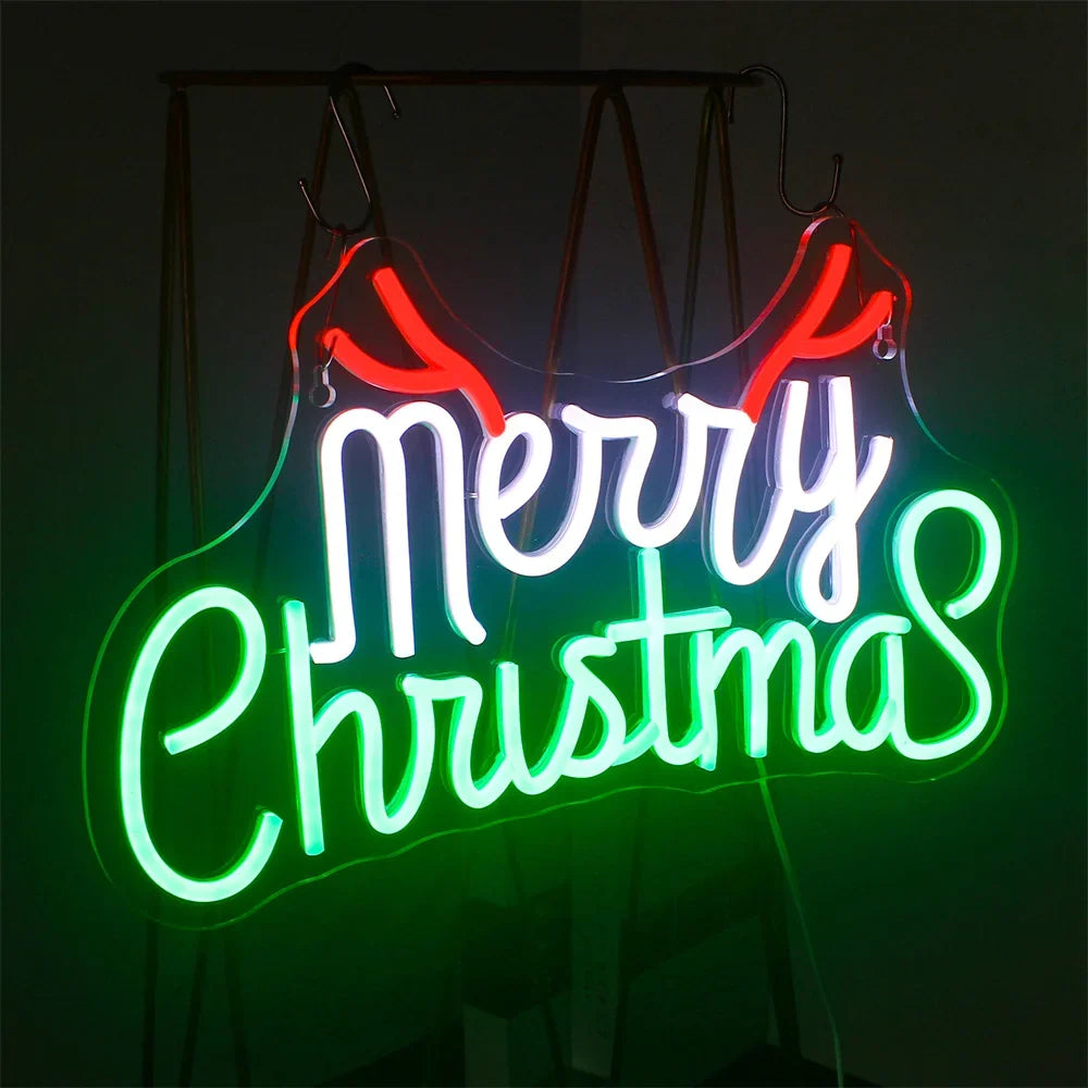 Green Red Merry Christmas 5V USB LED neon sign