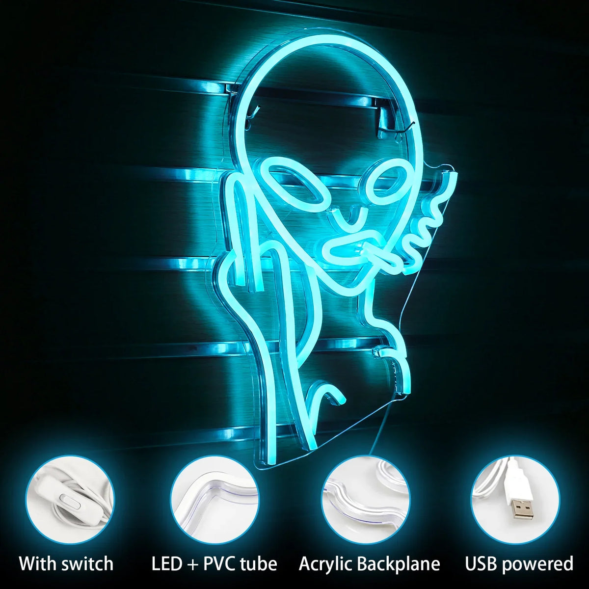 Smoking Alien 5V USB LED neon sign