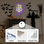 Enseigne néon LED USB 5 V Crâne violet