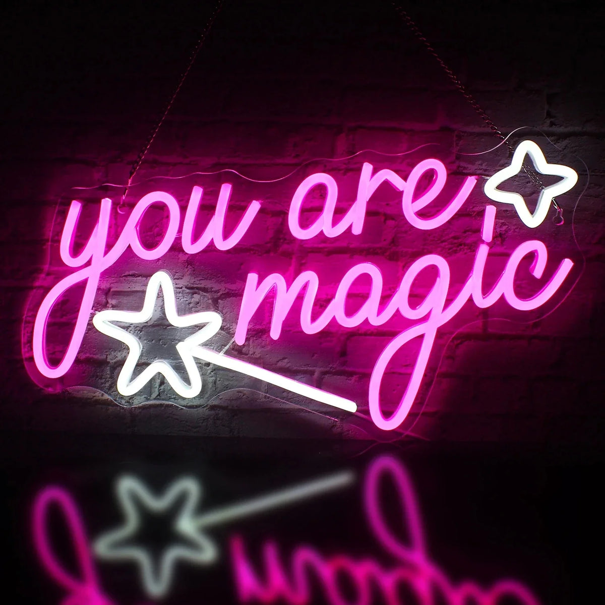 Enseigne néon LED USB 5 V You Are Magic — rose blanc