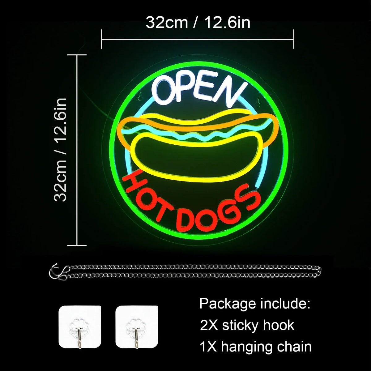 Open Hot Dogs 5V USB LED neon sign