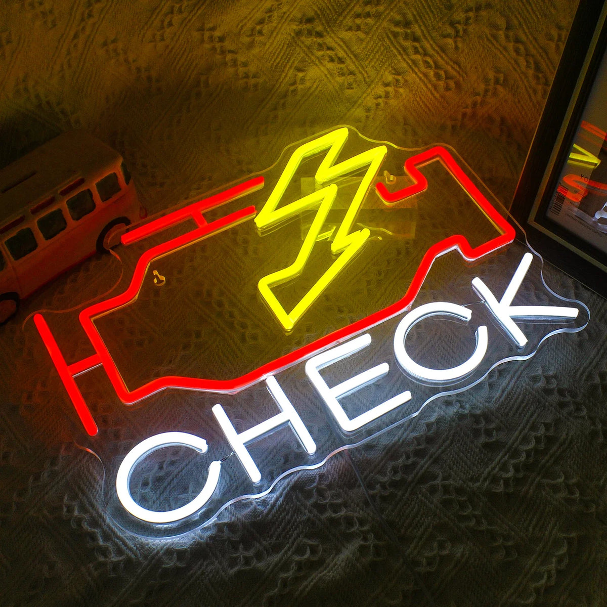 Enseigne néon LED USB 5 V Check Engine
