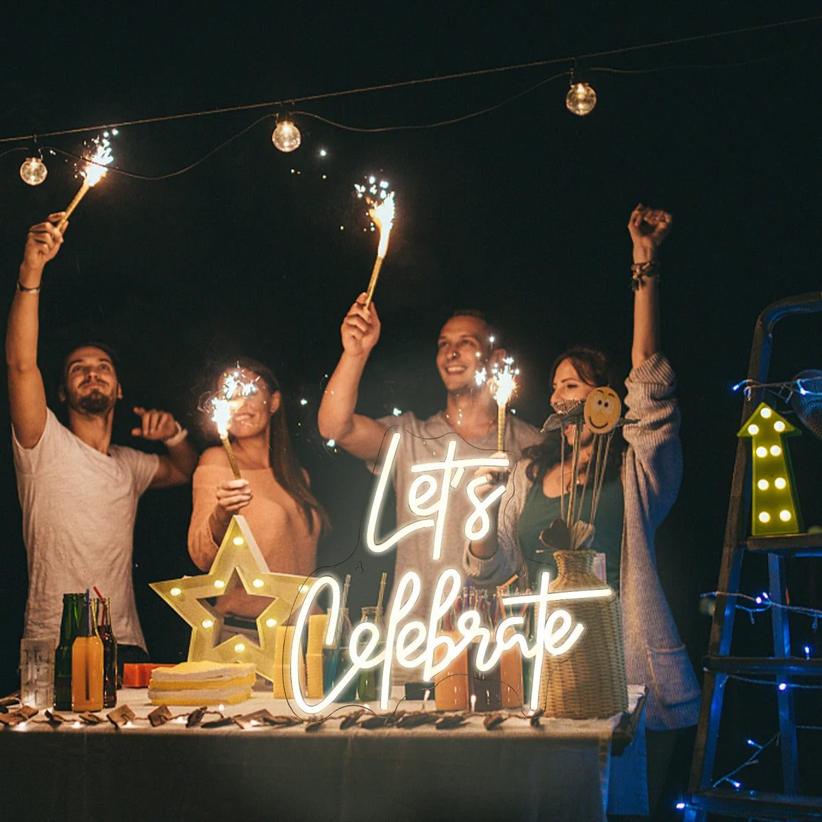 Enseigne néon LED USB 5 V Let's Celebrate