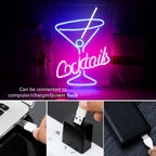 Cocktails 5V USB LED neon sign