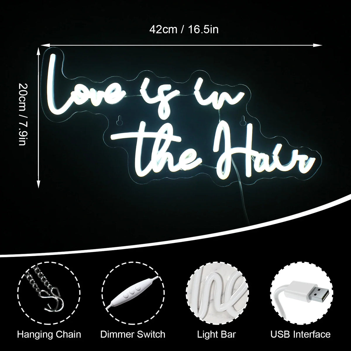 Love is in the Hair 5V USB LED neon sign