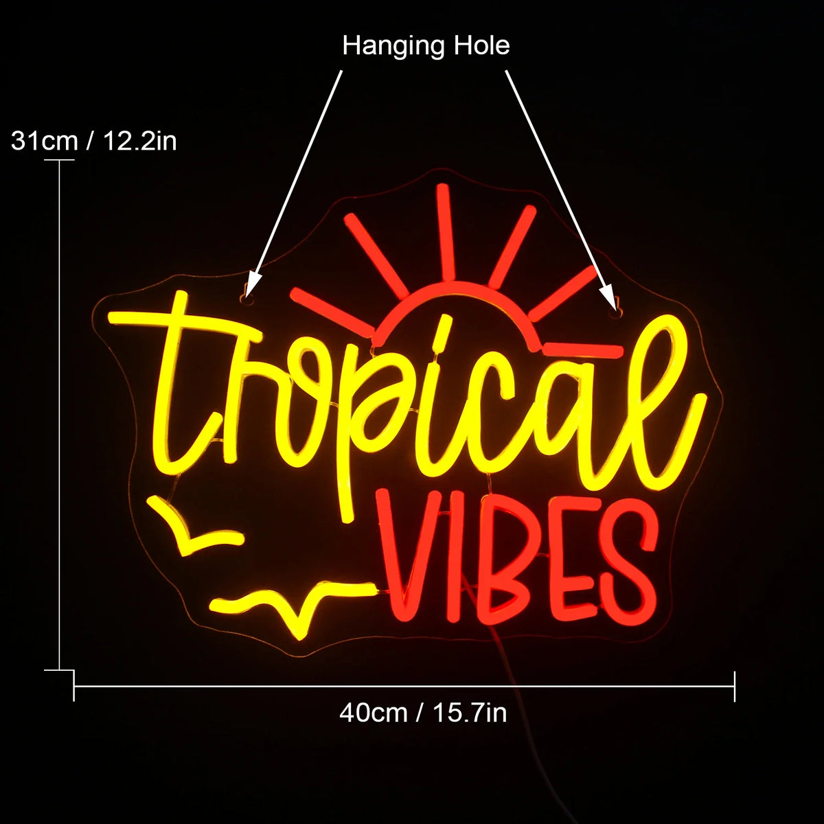 Tropical Vibes 5V USB LED neon sign
