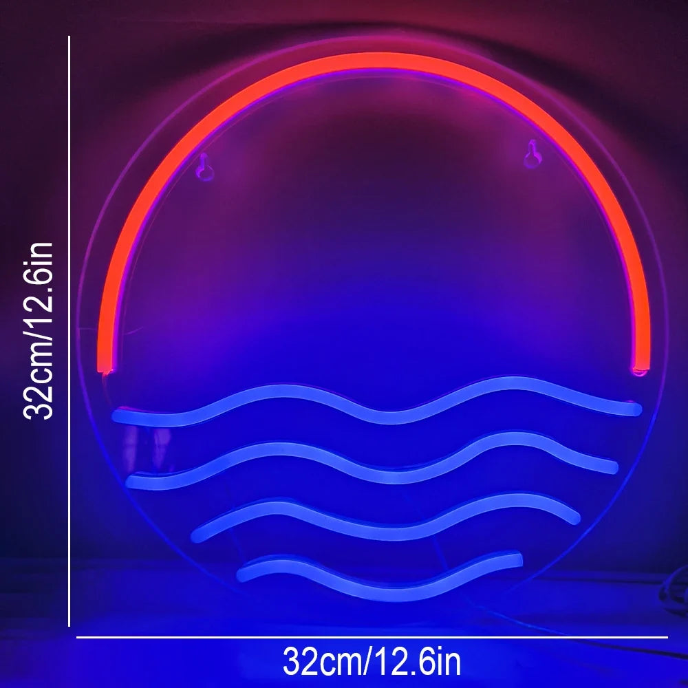 Sunset & Sea 5V USB LED neon sign