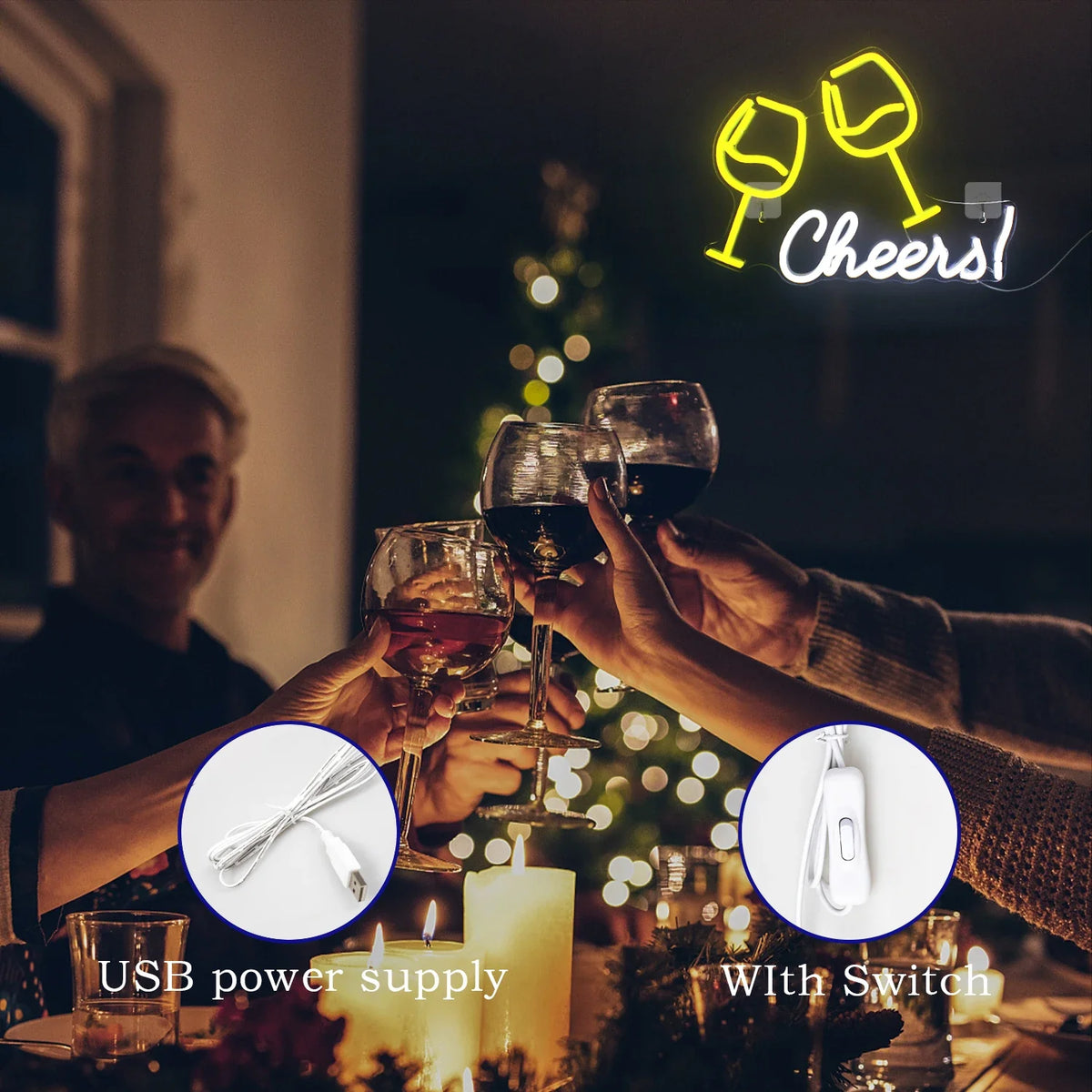 Enseigne néon LED USB 5 V Cheers Bar