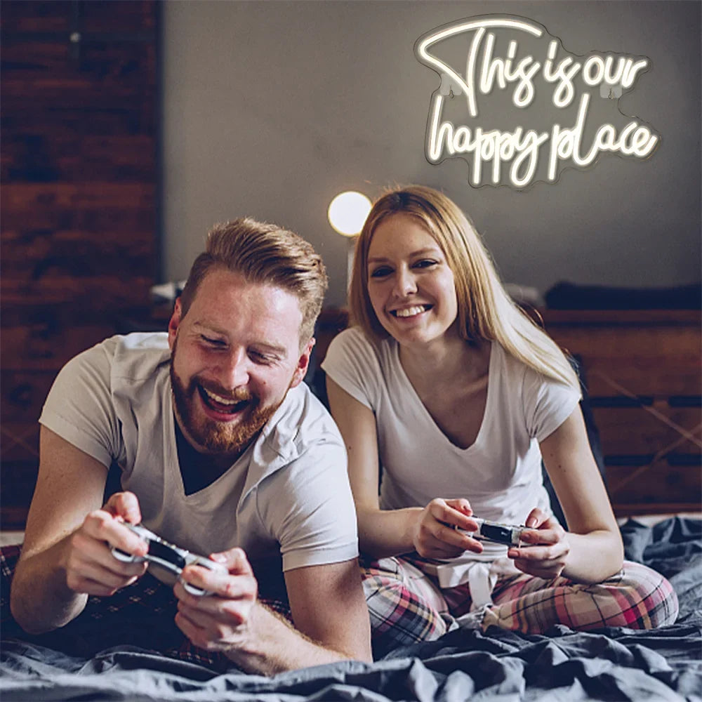 This is our happy place 5V USB LED neon sign