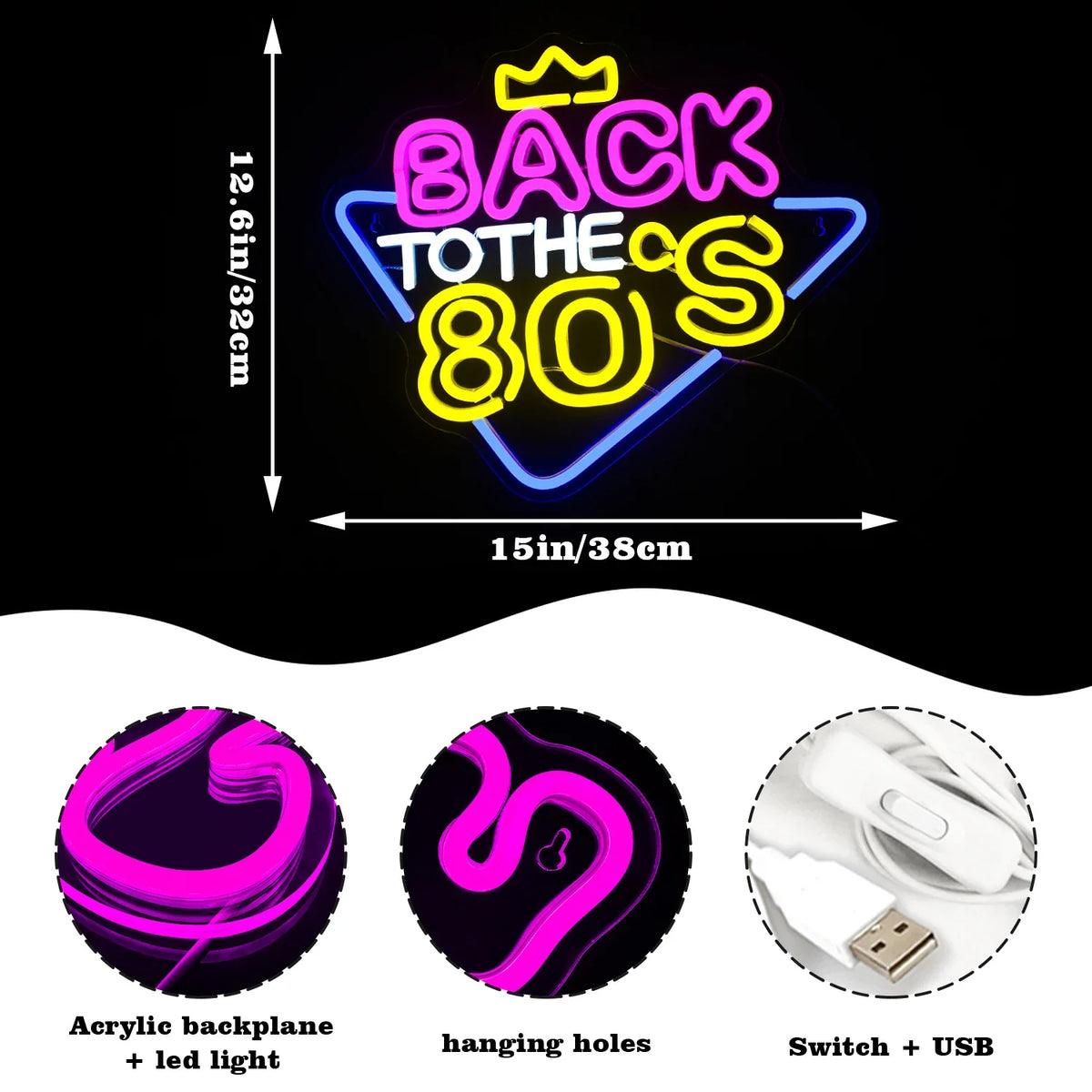Back to the 80s 5V USB LED neon sign